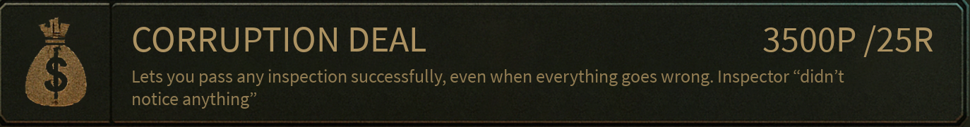 CORRUPTION DEAL card